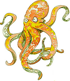 Chobotnice Hugo postava z knihy Ostrov Socci - Dětská kniha pro děti - čtení pro děti