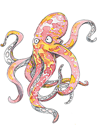 Chobotnice postava z knihy Ostrov Socci - Dětská kniha pro děti - čtení pro děti