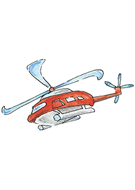 Vrtulník motohmyzák postava z knihy Ostrov Socci - Dětská kniha pro děti - čtení pro děti
